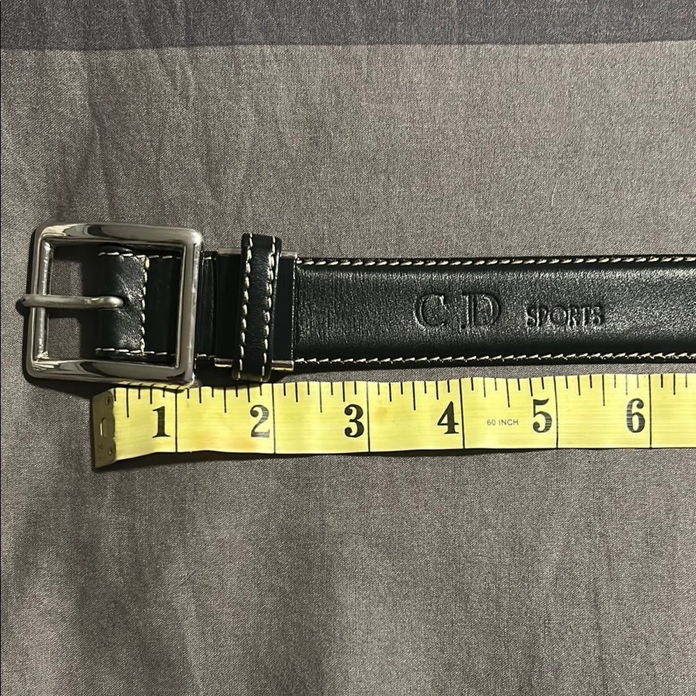 Dior Black Leather Belt with Metallic Buckle